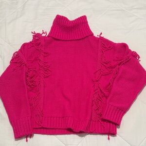 Lou & Grey Bright Pink Turtleneck Sweater